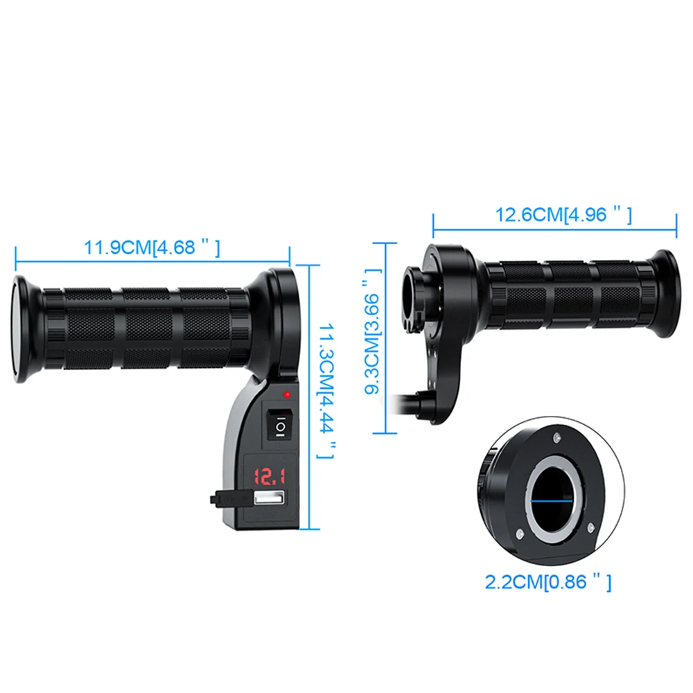 

12V Motorcycle Multifunctional Motorcycle Temperature Adjustable Handle Winter Grip Cover with USB Charging with Switch Display