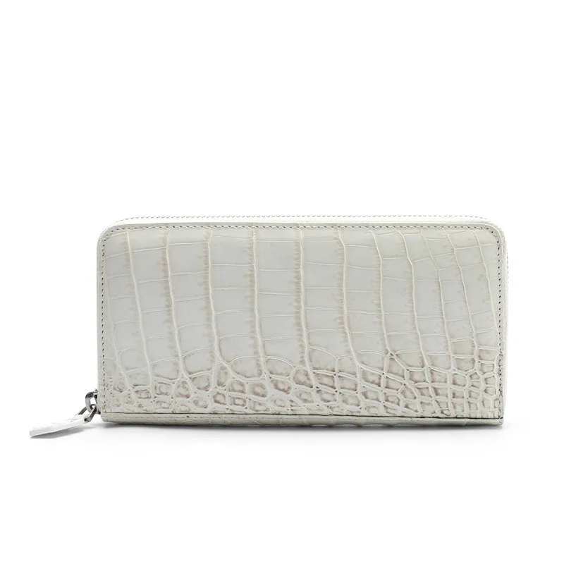 

female crocodile wallet hand bag single pull medium length leather purse Himalayan white high grade women's carteira feminina
