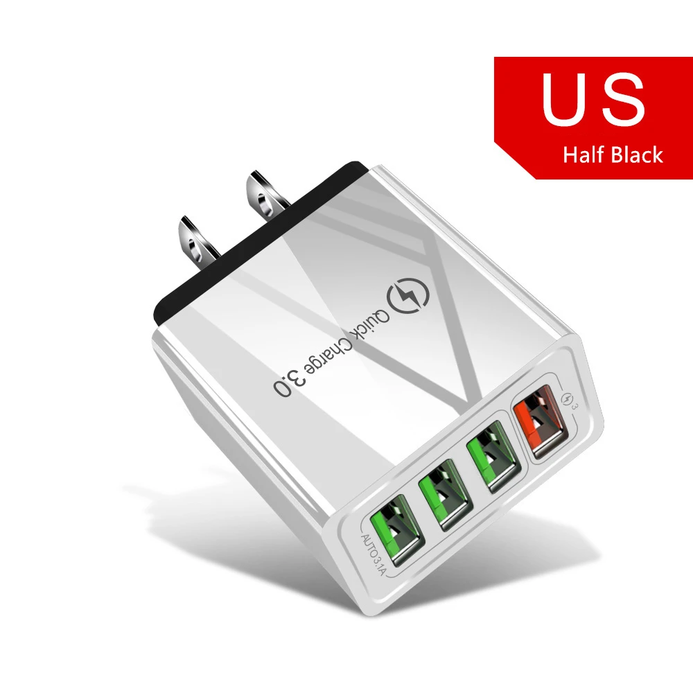 Быстрая зарядка 3,0 USB зарядное устройство 4 порта USB быстрая зарядка для iPhone XR QC 3,0 настенный адаптер зарядное устройство s для samsung S10 A50 Xiaomi Mi9