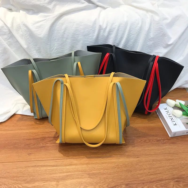 

2020 Large Capacity Women Shoulder Bag Designer Big Panelled PU Leather Luxury Female Messenger Bag Sac A Main Lady Casual Totes