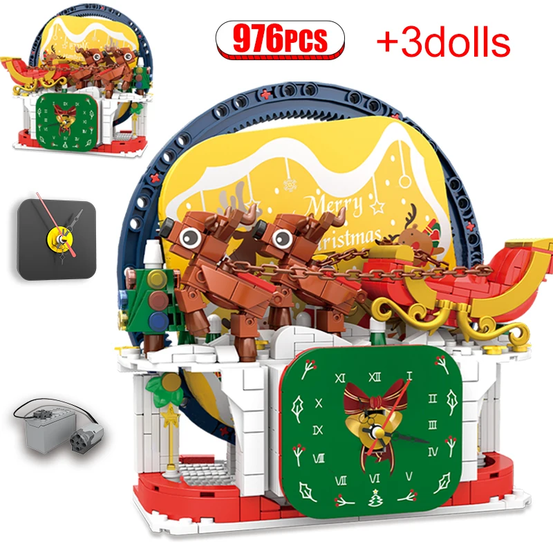 

976pcs City Cottage Architecture Clock Building Blocks Friends Santa Claus Home Decoration Bricks Toys for Kids Christmas Gifts