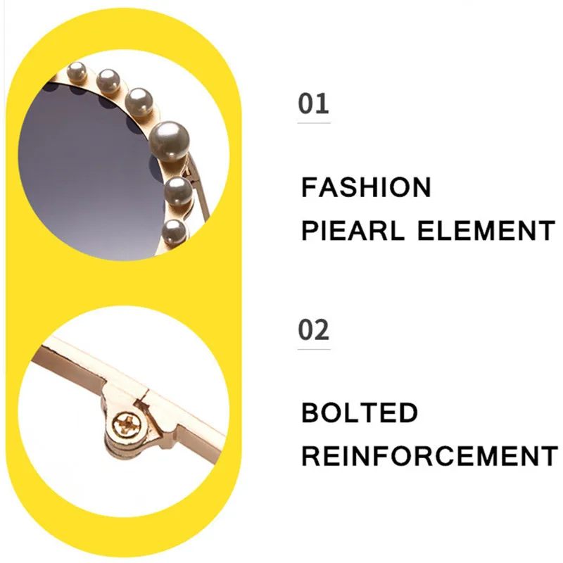 Ретро перламутровые круглые женские солнцезащитные очки розовый Оушен лист