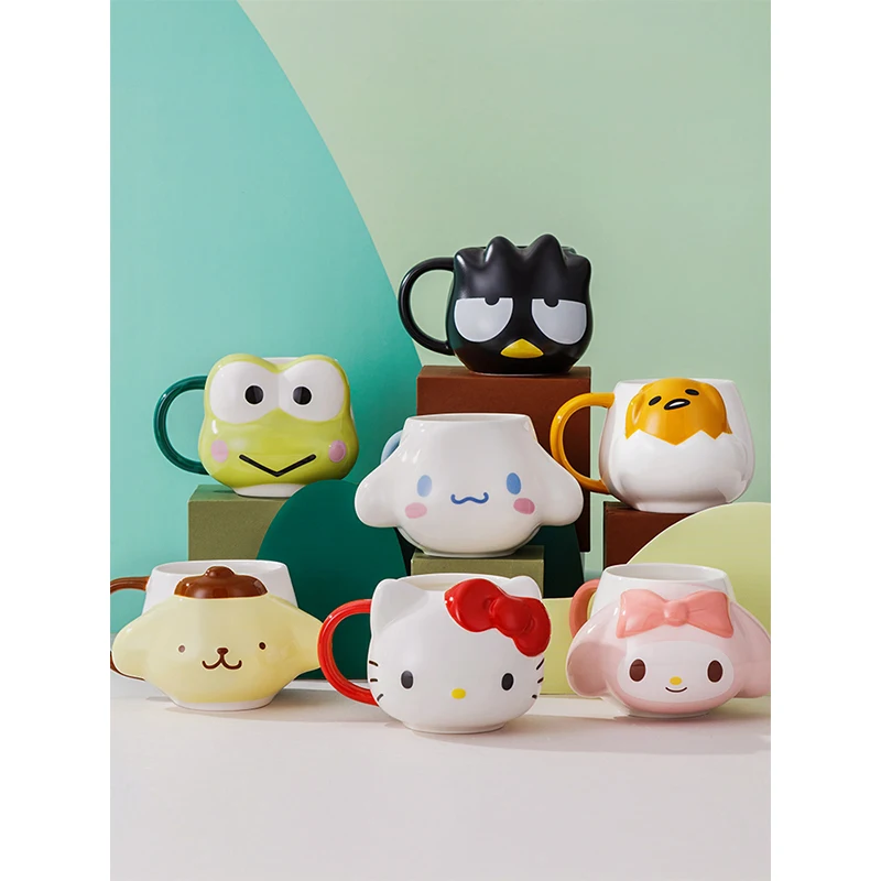 

8.6cm Kawaii Sanrioed Hellokt Mymelody Purin KEROKERO KEROPPI Cinnamoroll BadBadtz-maru Mug Household Couple Water Cup