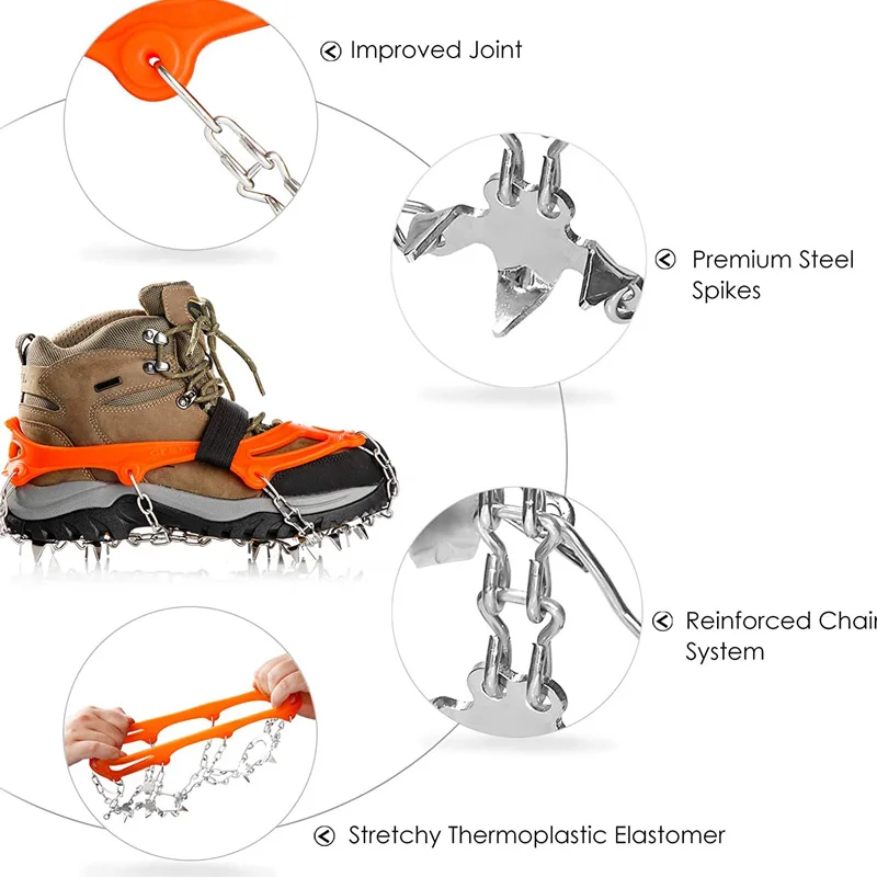 Зимний лед Crampons10/12/18 зубы на снежную погоду сапоги щипцы для льда шипы против снег