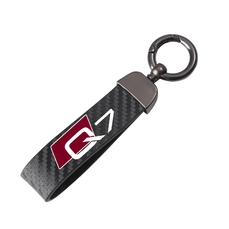 High-Grade Leather Car KeyChain 360 Degree Rotating Horseshoe Buckle Jewelry Key Rings for audi Q7 car Accessories | Автомобили и