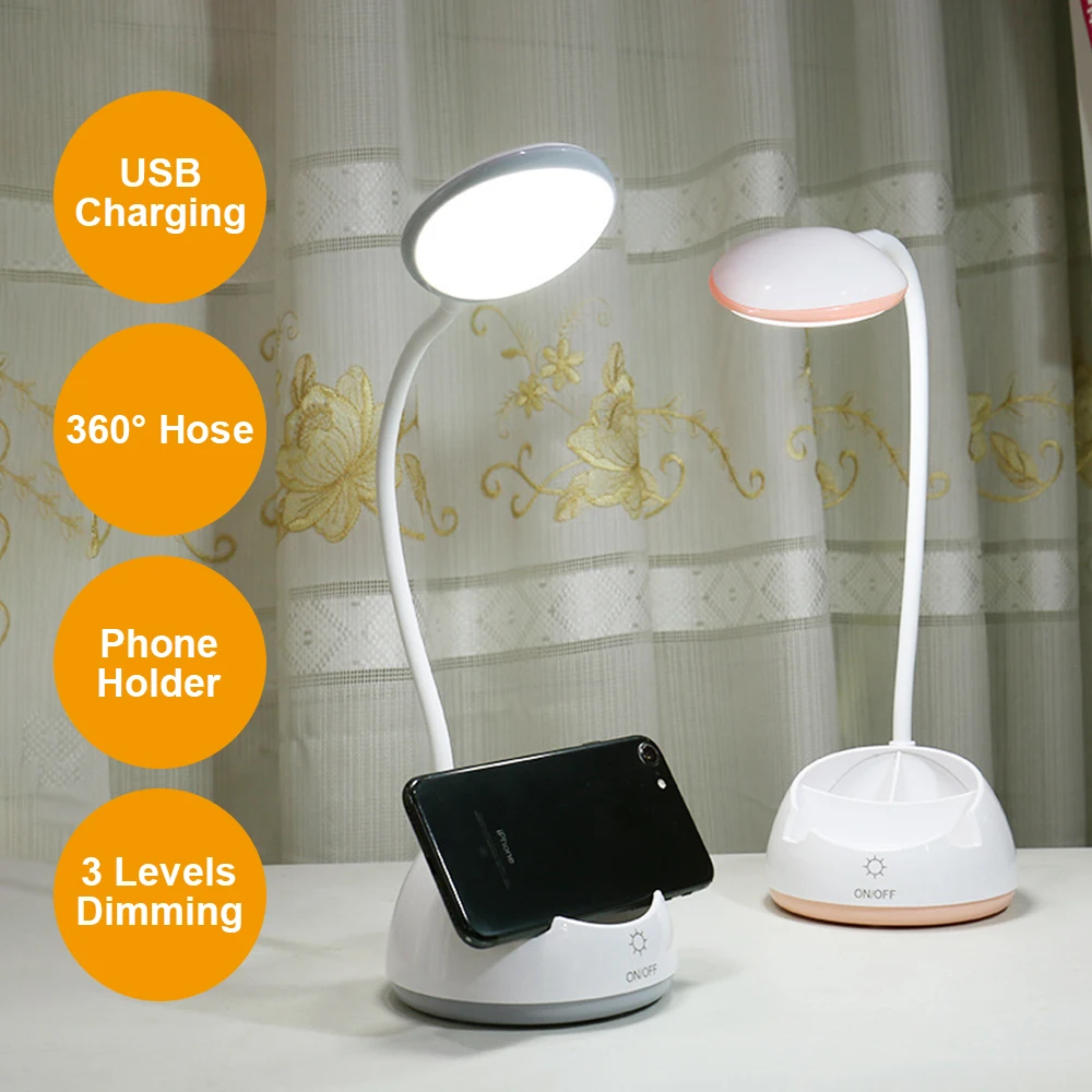 Перезаряжаемая Светодиодная настольная лампа для обучения Hoder 3 уровня сенсорное