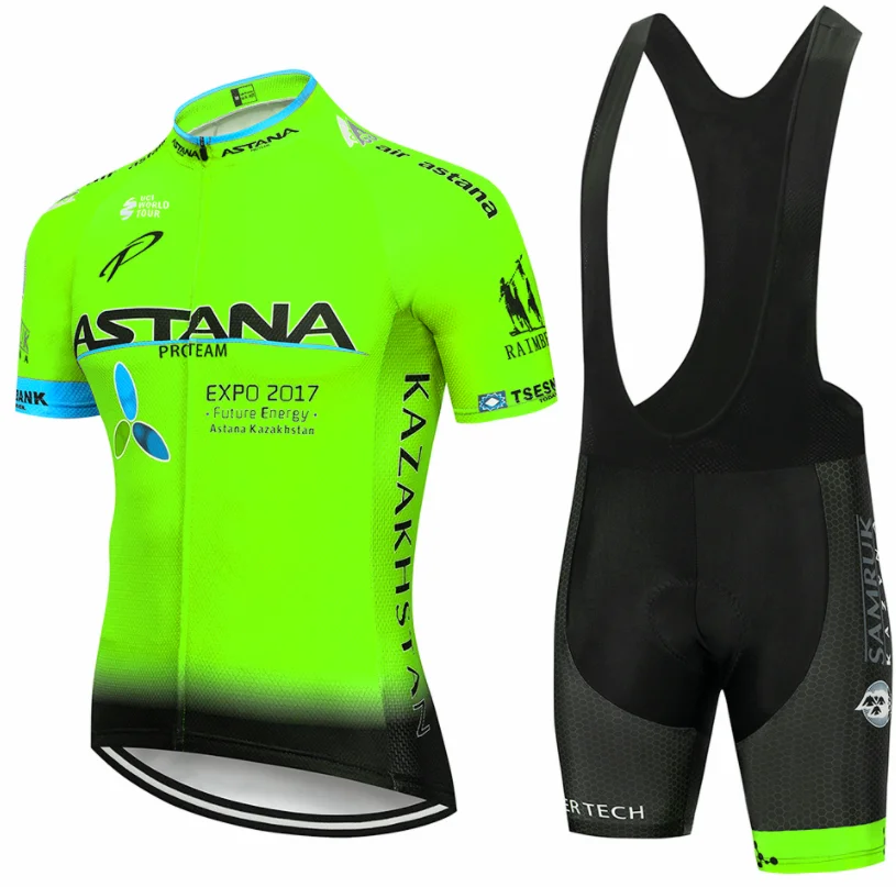 Cycling suit Команда Астана Велоспорт Джерси Мужская короткая Джерси ropa ciclismo hombre ciclismo велосипедная Одежда Набор велосипедная одежда 16D гелевая накладка - Цвет: Cycling suit