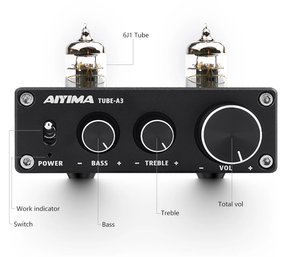 AIYIMA 6J1 ламповый усилитель желчный предусилитель HIFI предусилитель ВЧ регулировка басов аудио предусилитель DC12V для усилителя динамика