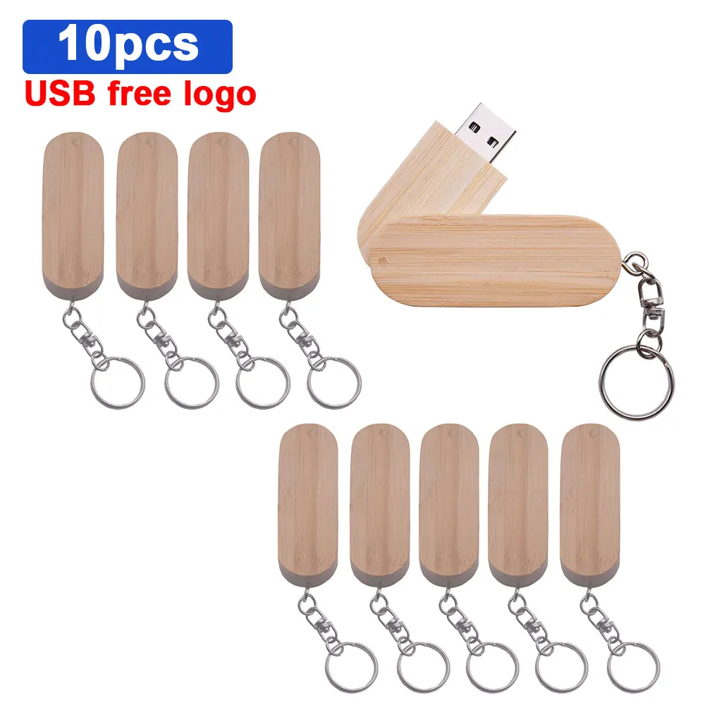 

10pcs free custom logo Wooden rotatable With Keychain usb 2.0flash drive pendrive 4GB 8GB 16GB 32GB 64gb 128gb memory stick gift