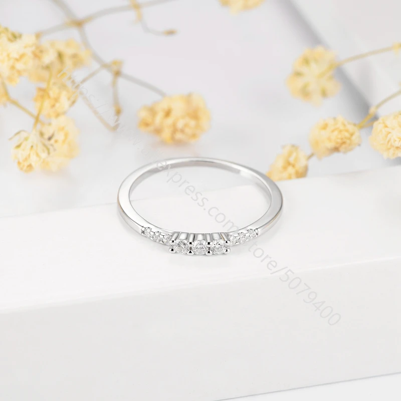 

Dainty Baguette Stacking Ring Minimalist CZ Ring Simple stone Rin white gold plated Thin Delicate Ring Gift for Her