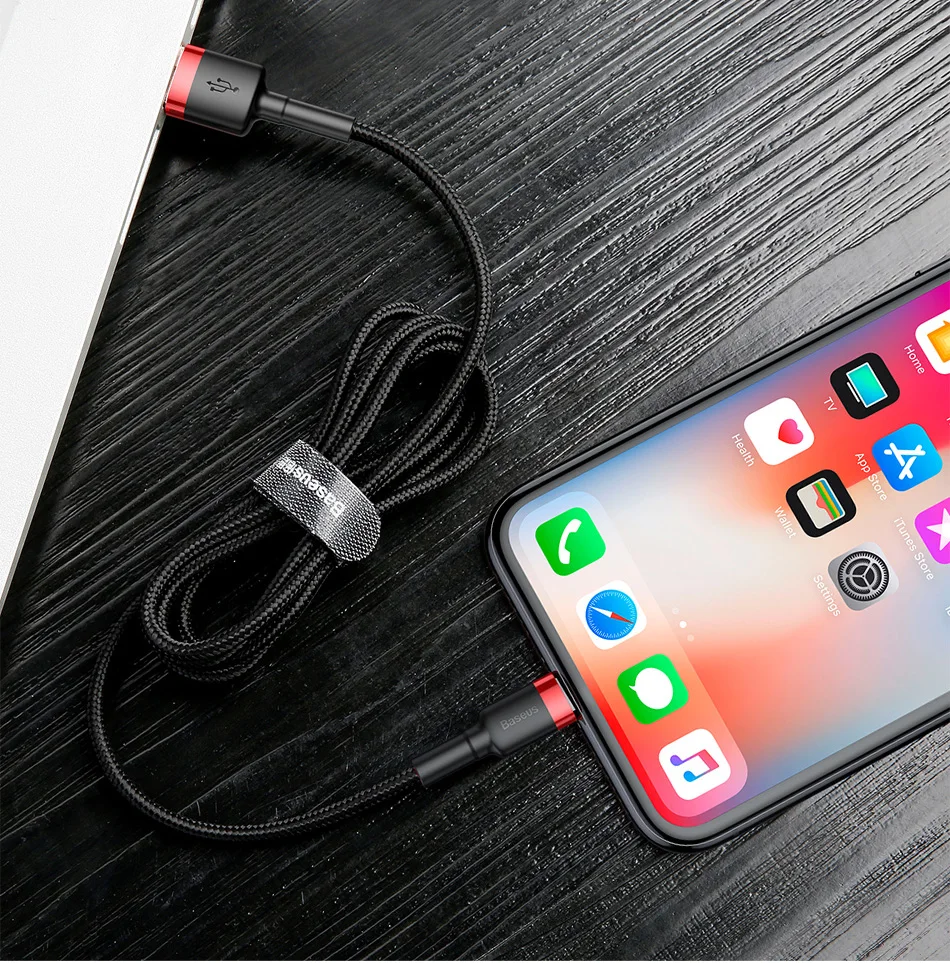 Baseus Освещение USB кабель для iPhone Xs Max Xr X S 2.4A кабель передачи данных для быстрой зарядки для iPhone 8 7 6 iPad мобильный телефон зарядное устройство Шнур