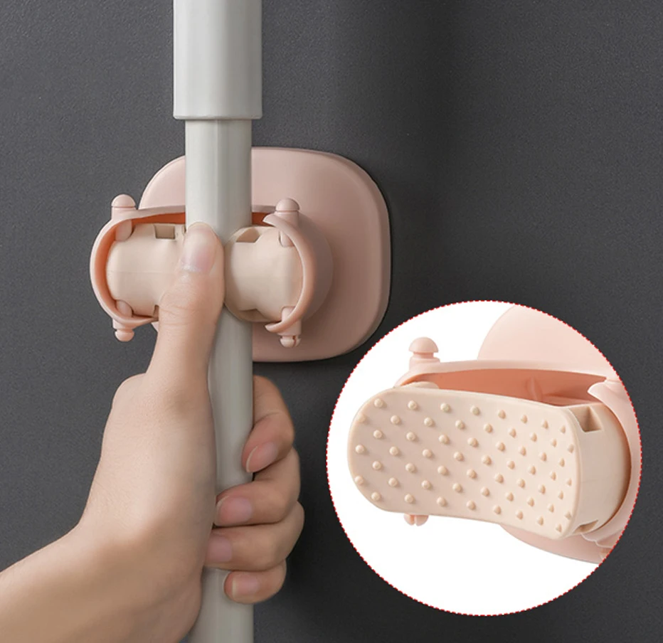Wall Mounted Mop Holder Brush Broom Umbrella Rack Waterproof Kitchen Bath Garden Tool Storage Clip