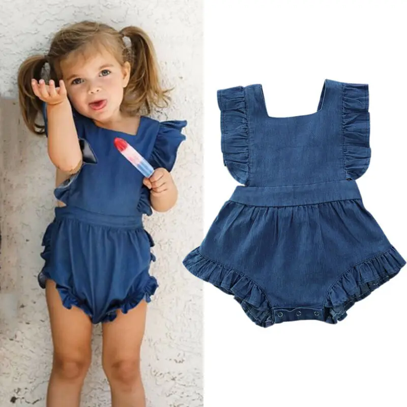 

Cute Toddler Kid Baby Girls Ruffle Clothes Sleeveless Bodysuits Jumpsuit Summer Baby Bodysuits