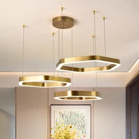 modern gold chandelier for living room hexagon brief dining room led light fixture gold home decor hanging light fixture