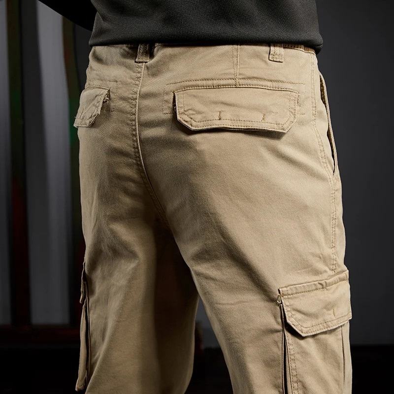 

Jantour 2020 Autumn Winter Cargo Pants for Men Baggy Casual Male Elastic Multiple Pocket Trousers Loose Straight Pants Pantalon