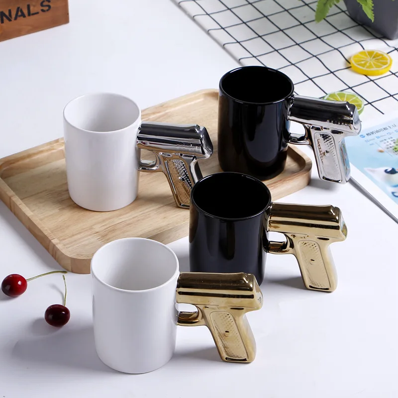 

WICK AND HIS PETS New Strange Ceramic Cup Creative Pistol Cup Gun Put The Mug Personality Cup Coffee Cup Boys Day Gift