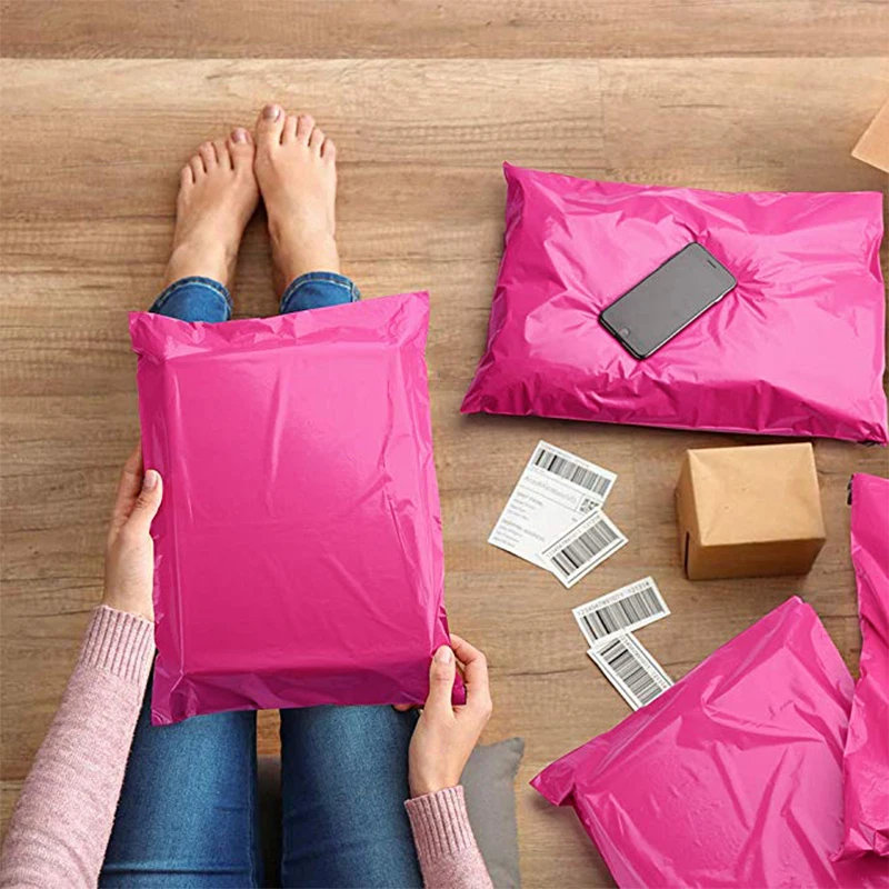 10pcs Pink Poly Mailer Post Mailing Package Envelopes with Glue Seal Postal Bag Gift Bags Courier Storage Shipping bags | Канцтовары для