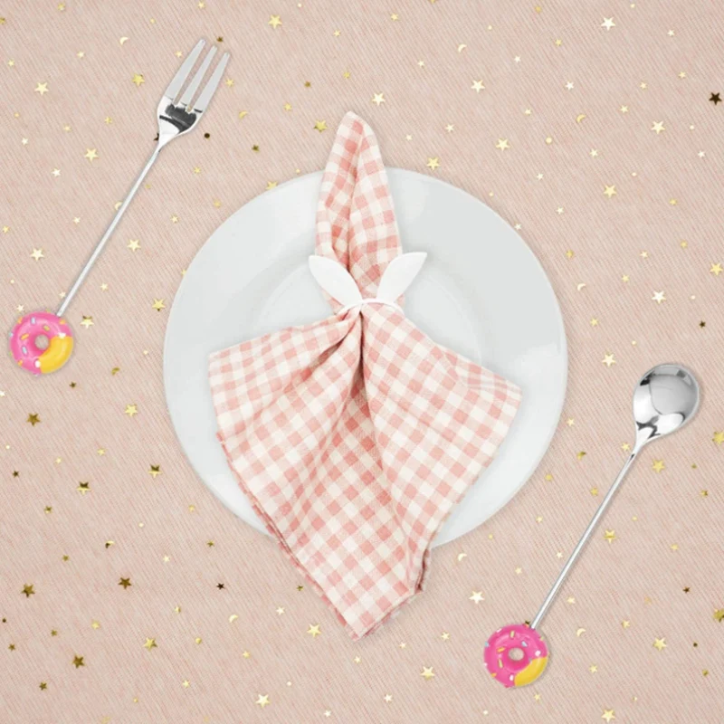 

8 Piece Set Easter Bunny Ears Napkin Ring, Rabbit Ears Napkin Ring Easter Dinner Spring Wedding Party Table Decoration