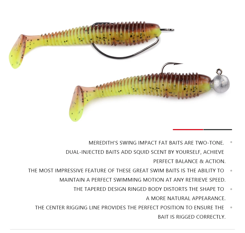 Рыболовные приманки MEREDITH, FAT Swing Impact Swimbait 85 мм/5,5 г, 10 шт./лот, мягкие приманки, мягкие приманки для рыбалки, приманки для окуня