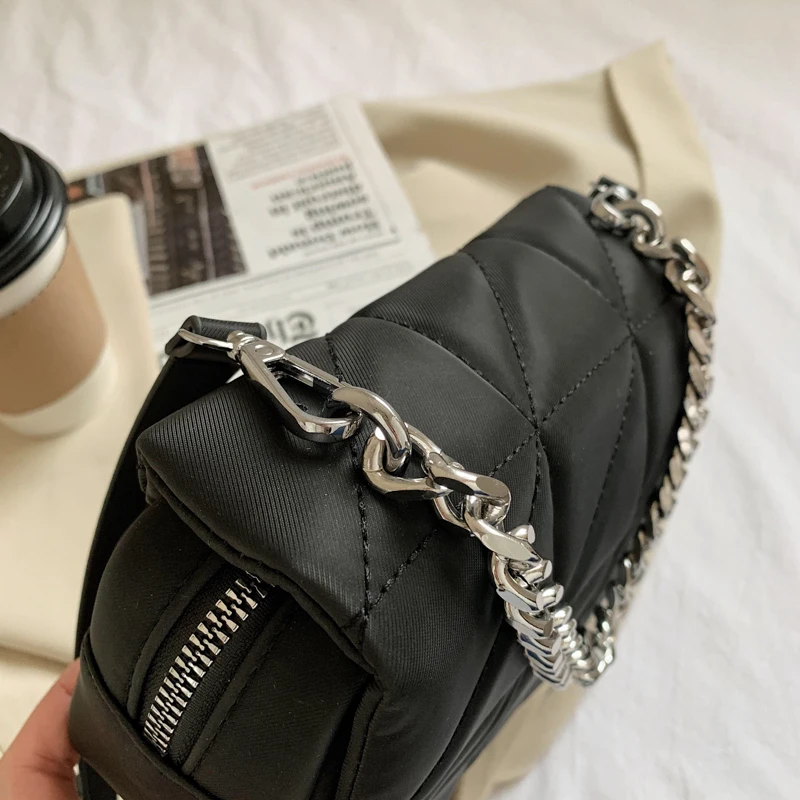 

2020 Rhombic Pattern Square Bag with Chain Classic Women Oxford Shoulder Bag Elegant Female Solid Color Diagonal Bags Sac A Mian