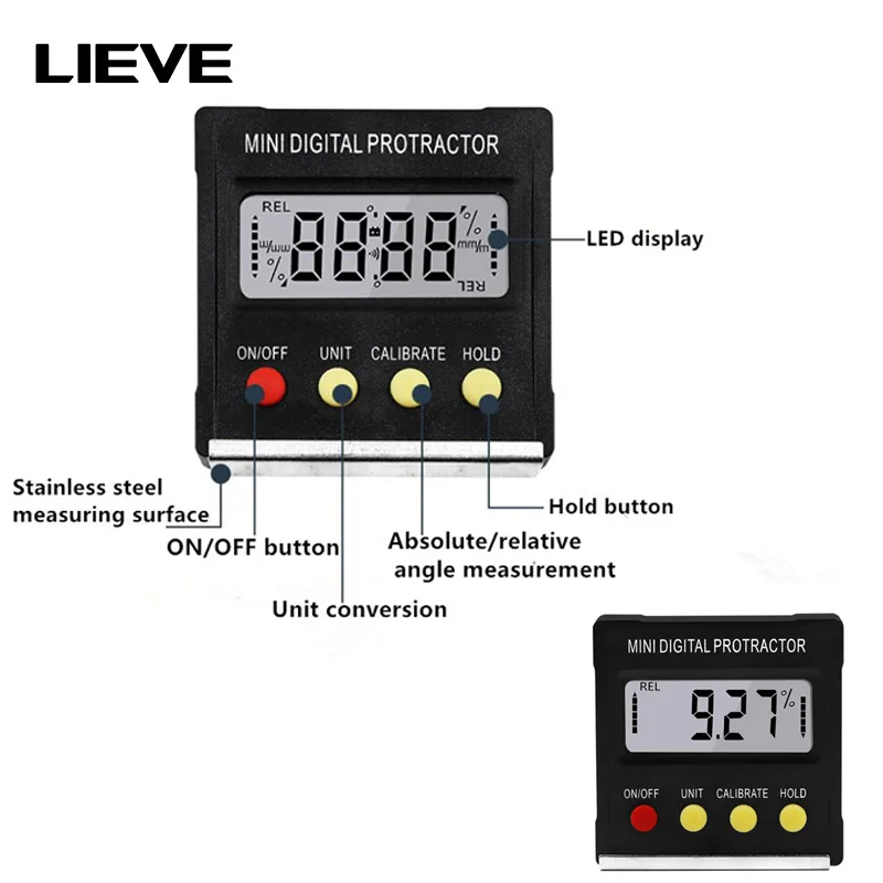 

Измерительные инструменты 360 градусов Мини цифровой транспортир Инклинометр электронный уровень коробка Магнитная основа горячая распрод...