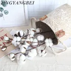 Натуральные сухие цветы из хлопка, 10 цветов, искусственные растения, Цветочная ветка для свадебной вечеринки, искусственный Декор для дома