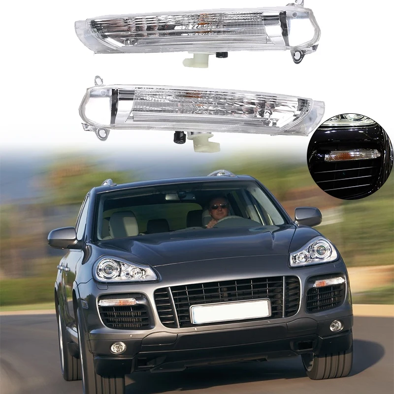 

Pair Front Bumper Turn Signal Side Marker Lamp For-Porsche Cayenne 2008-2010 95563118502 95563118602