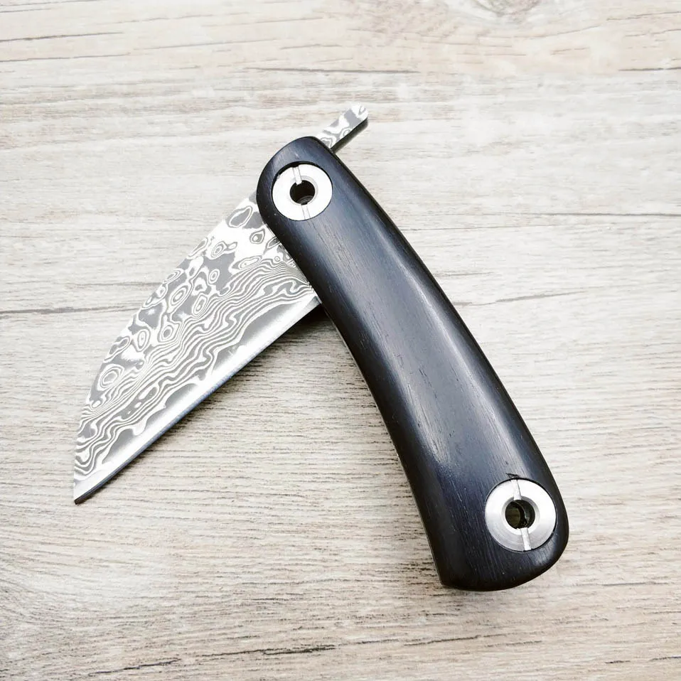 

59 HRChandmade Damascus steel knife folding pocket knife Manual outdoor portable folding knife utility knife Rosewood handle