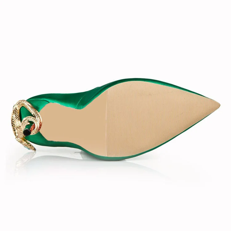 

Guangzhou Women's shoes casual fashion sexy green Cobra heel pointed shallow mouth patent leather commuting high heels