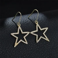 18k gold star earrings for women 2021 trends female european american hooks copper alloy set 3a zircon five symmetry jewelry