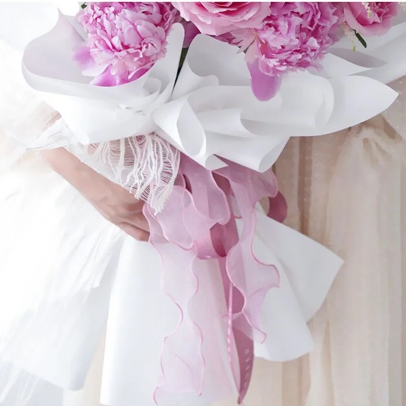 

35m Organza Ribbon Roll With Edge For Wedding Bouquet Packaging Deco DIY Hairbow Accessories Gift Binding 55mm Width Solid Color