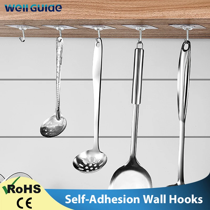 

Universal Hook Home Kitchen Wall Rack Strong Adhesive Wall Hook Adhesive Hook is Strong And Transparent Punch-Free