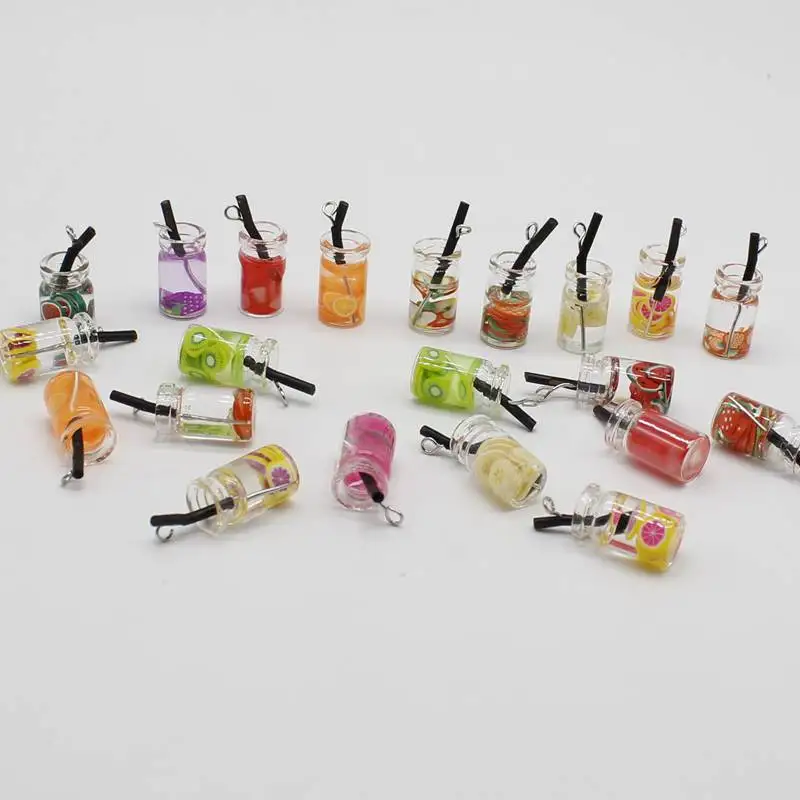 Персональный изысканный милый фруктовый напиток со строительным подвесным кулоном для сережек, ювелирных изделий на цепочке, изготовленный вручную из смолы.