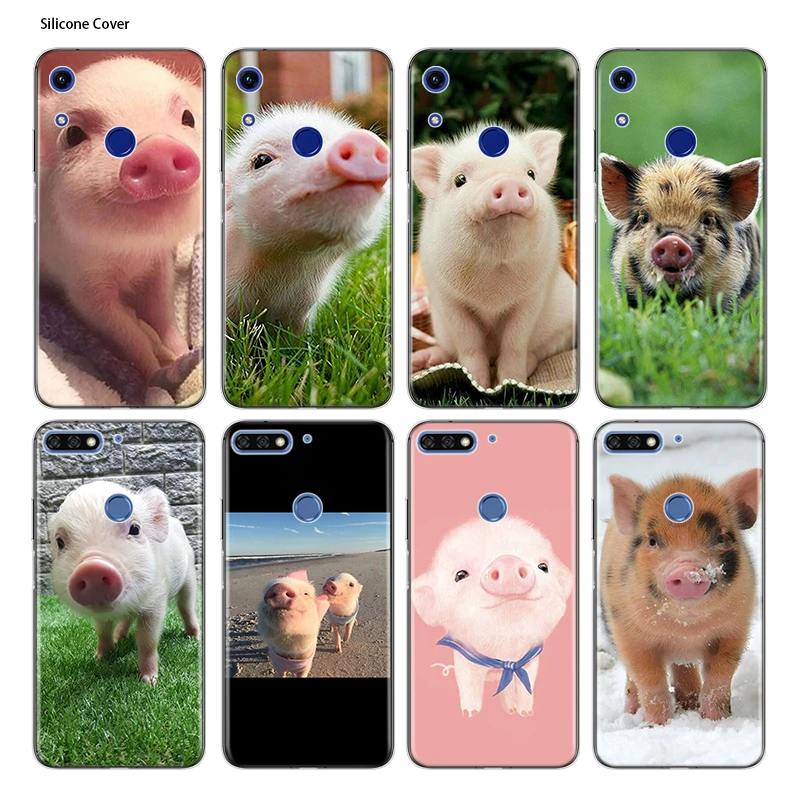 

Cute pig Silicone Cover For Honor 8 8A Prime 8X MAX 8C 8S 7A 7C 7S Play 3E V9 Pro Transparent Phone Case