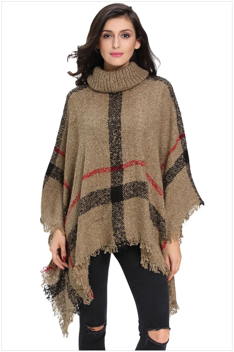 

Модный осенне-зимний пуловер с накидкой, женская накидка, пончо, водолазка в британском ретро-стиле, повседневная женская накидка, верхняя одежда, уличная одежда