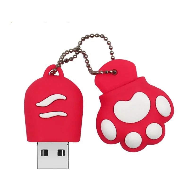 red С рисунком кота из мультфильма «Щенячий патруль» USB флэш-накопитель 4 ГБ 8 ГБ оперативной памяти, 16 Гб встроенной памяти, флэш-накопитель 32 Гб USB флеш-накопитель флэш-накопитель 64Гб 128 Гб flash USB флэш-накопитель с кольцом для ключей - Цвет: red