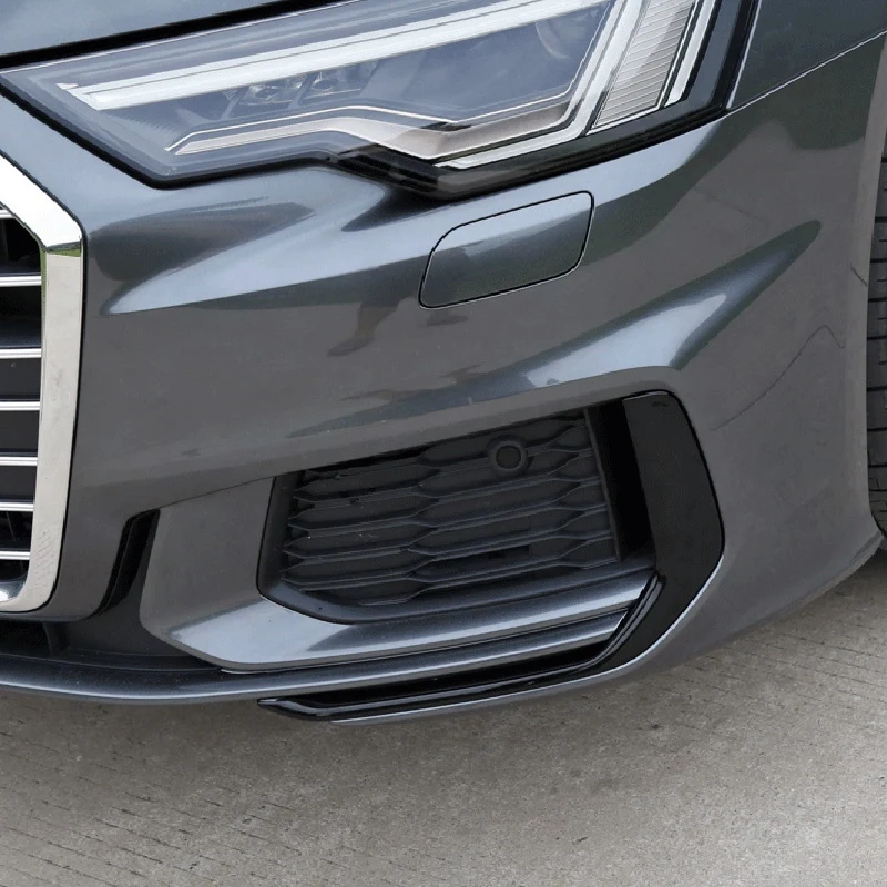 

Glossy Black for- A6 C8 2019 2020 Front Bumper Fog Lights Eyelid Eyebrow Strip Fog Lamp Frame Cover Trim