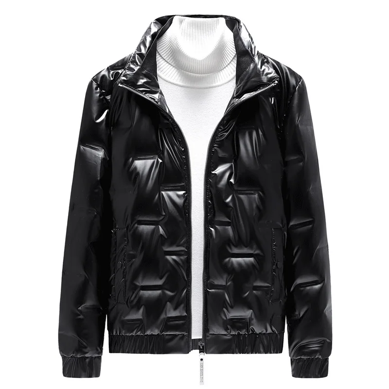 

jacket Down men's short stand collar 2020 new fashion brand bright face hooded cotton padded jacket