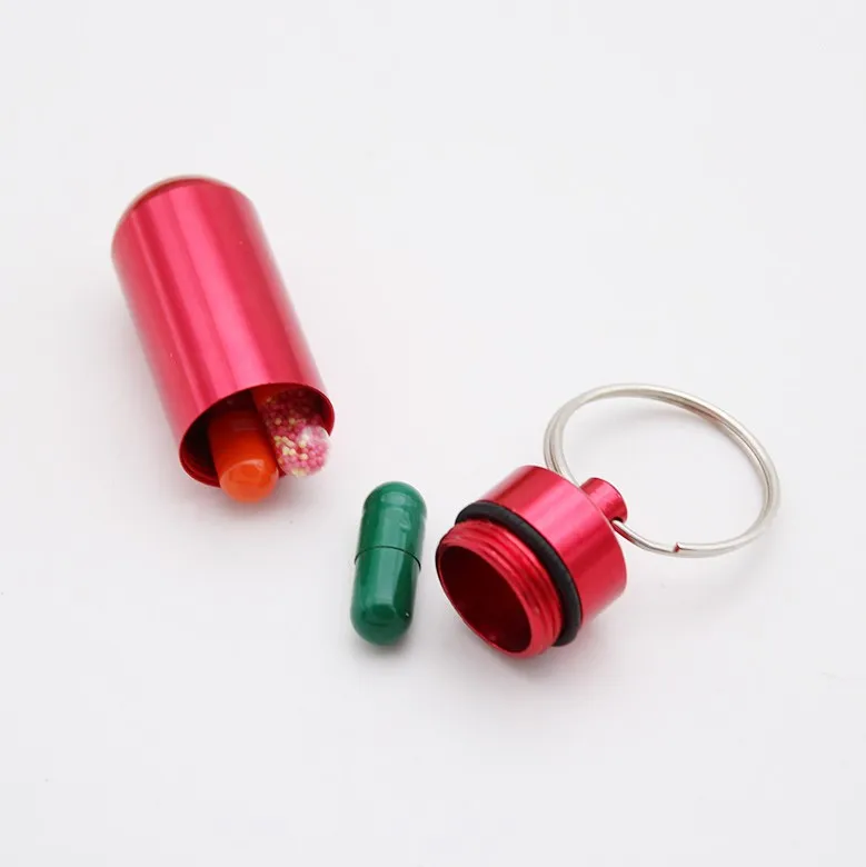 

New Keychain Water Proof Aluminum Pill Earplugs Box Medicine Case Container Bottle Keychain Outdoor Case Portable Outdoor Tool