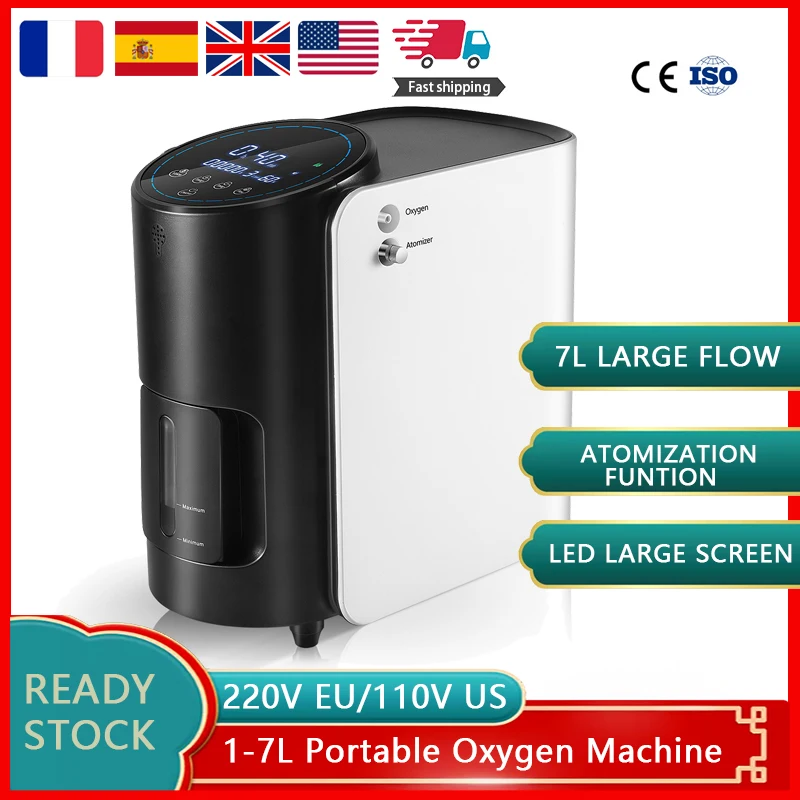 

1-7L/min Portable Oxygene Concentrator Machine Manual Adjusted High Concentration Home Healthy Care Oxygen Generator Y-101W