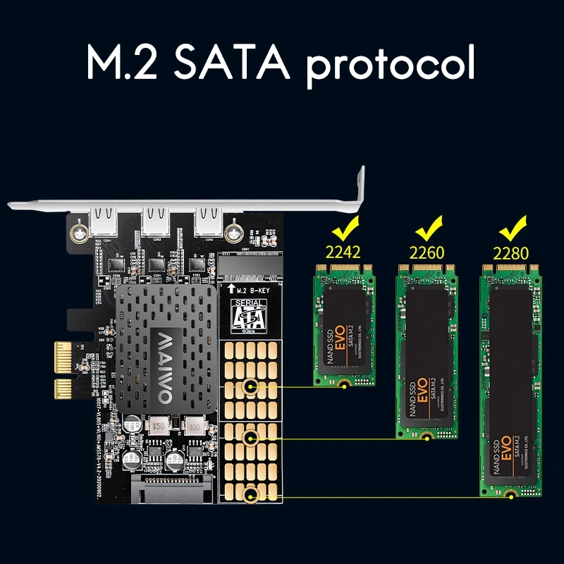 

MAIWO KC017 Expansion Card PCI-E to 3XType-C+M.2 SSD Desktop Expansion Adapter Card Supports Windows7/8/10 Linux System