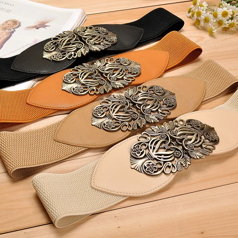 Женский широкий кожаный ремень модный пояс с поясом на резинке модель BL204 в