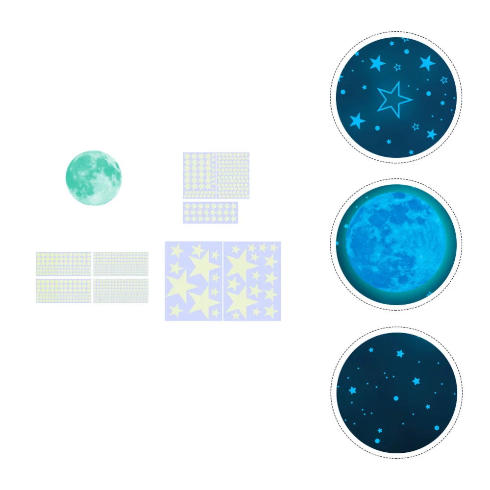 

1 Set Luminous Star Moon Wall Decals Removable Wall Sticker for Home (Blue)