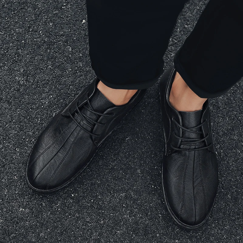 Classic Man casual Shoes Leather Business shoes Mens outdoor fashion Black Lightweight Oxford breathable men | Обувь