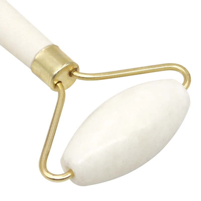 Белый нефритовый роликовый массажер для глаз лица с двойными насадками