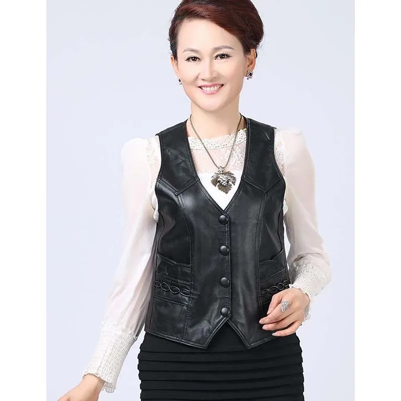 Повседневный жилет размера плюс 9XL из мягкой кожи натуральной для женщин куртка