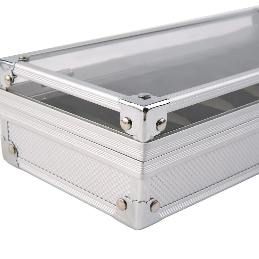 

AOTU 6 Grid Insert Slots Jewelry Watches Display Storage Box Case Aluminium Watch Box Jewelry Decoration organizer