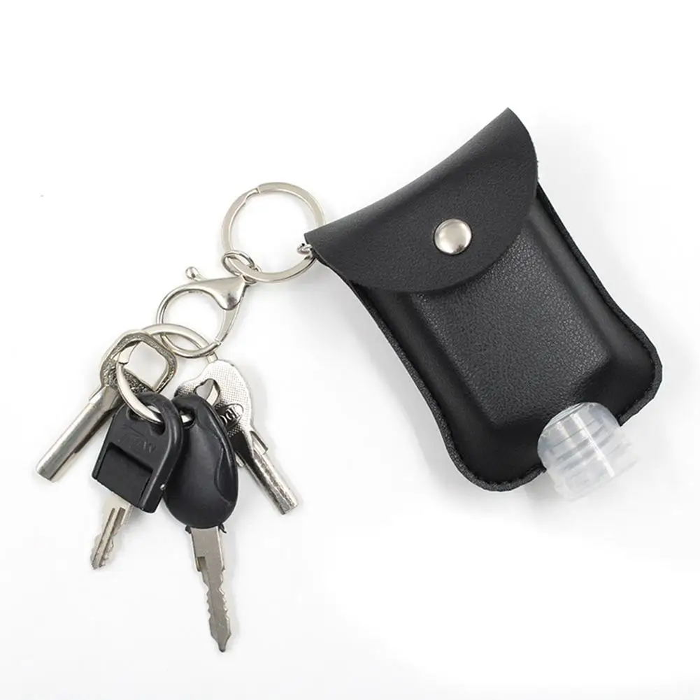 60 мл пустая многоразовая бутылка с кольцом для ключей и кожаным дорожным