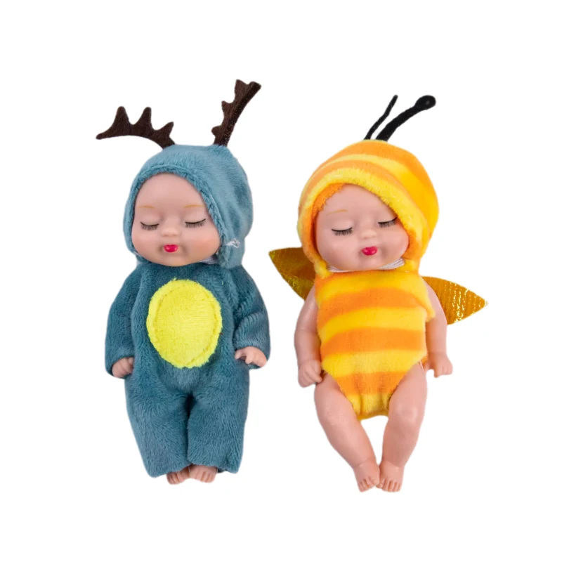 

1PC Super Cute Animal Suit Baby Doll 3.5inch Deer/Bee/Bear/Rabbit Sleep Doll Simulated Doll Toy Children Kids Toy