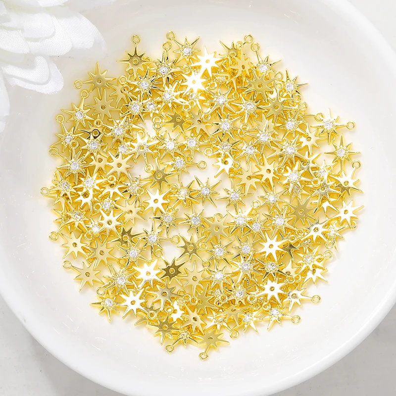 Оптовая продажа с фабрики золотой цвет латунь и циркон снежинки подвески